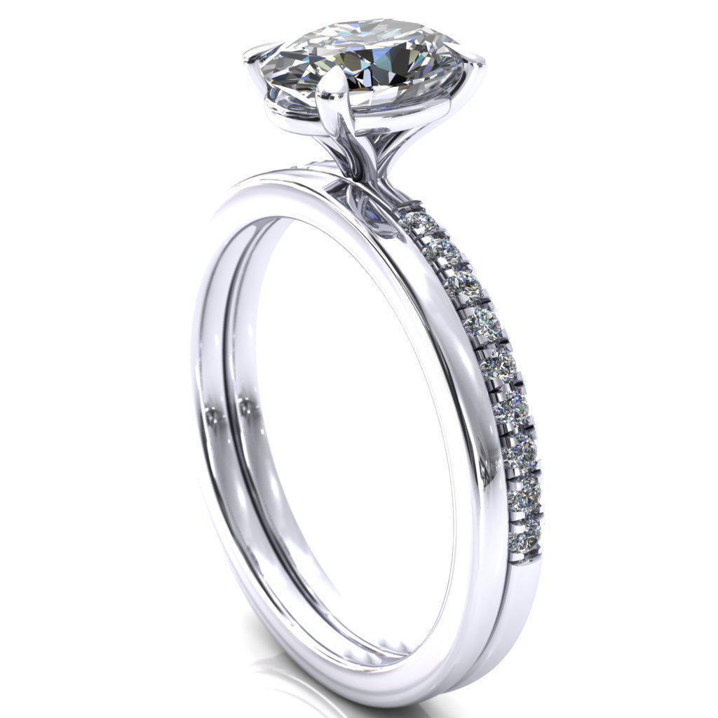 Alessandra Oval Moissanite 4 Claw Prong Diamond Accent Engagement Ring-Custom-Made Jewelry-Fire & Brilliance ®