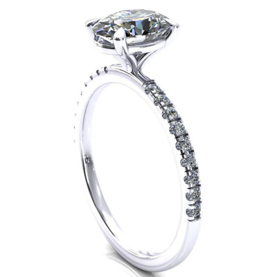 Alessandra Oval Moissanite 4 Claw Prong Diamond Accent Engagement Ring-Custom-Made Jewelry-Fire & Brilliance ®