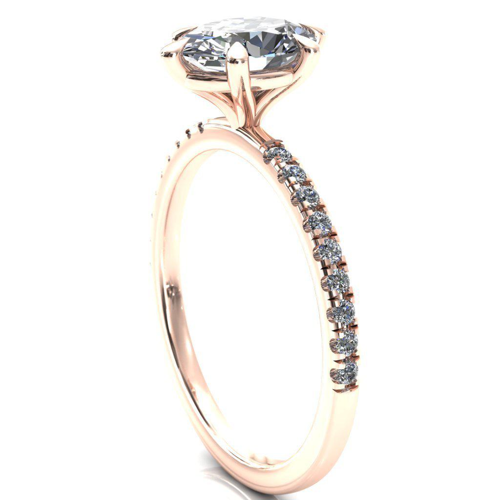 Alessandra Oval Moissanite 6 Claw Prong Diamond Accent Engagement Ring-Custom-Made Jewelry-Fire & Brilliance ®