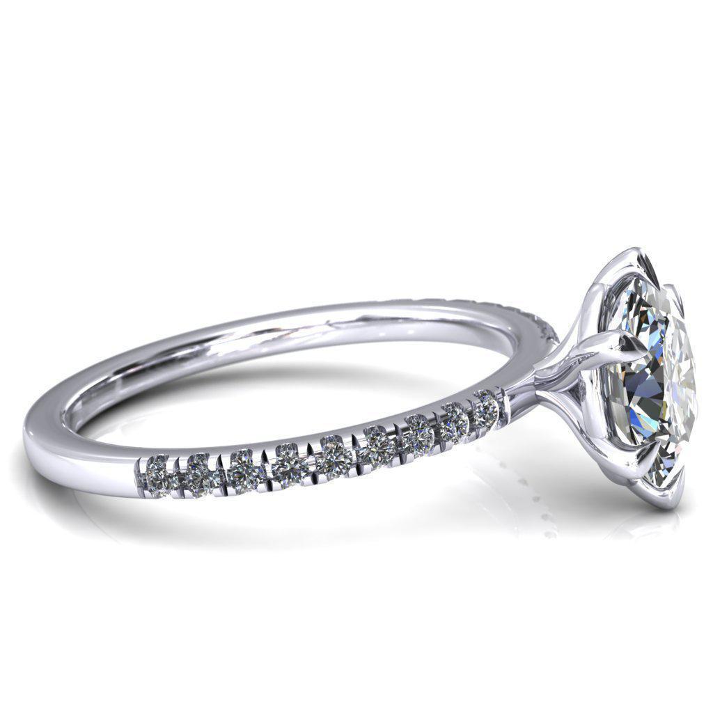 Alessandra Oval Moissanite 6 Claw Prong Diamond Accent Engagement Ring-Custom-Made Jewelry-Fire & Brilliance ®