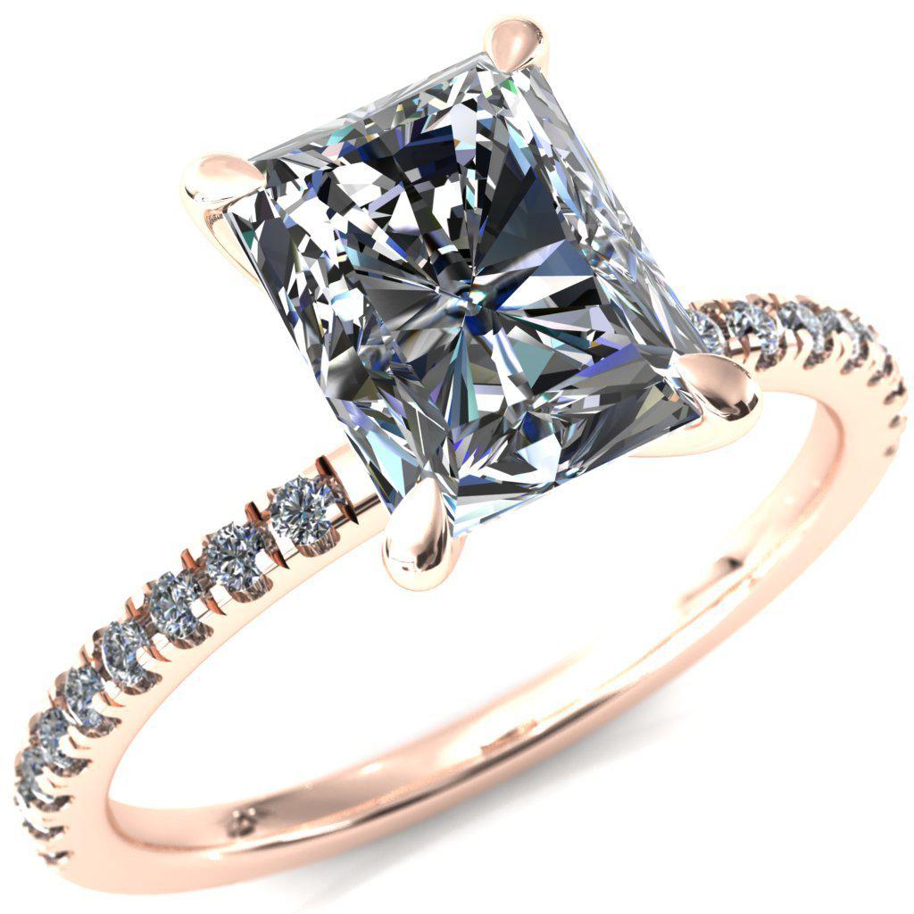 Alessandra Radiant Moissanite 4 Claw Prong Diamond Accent Engagement R ...