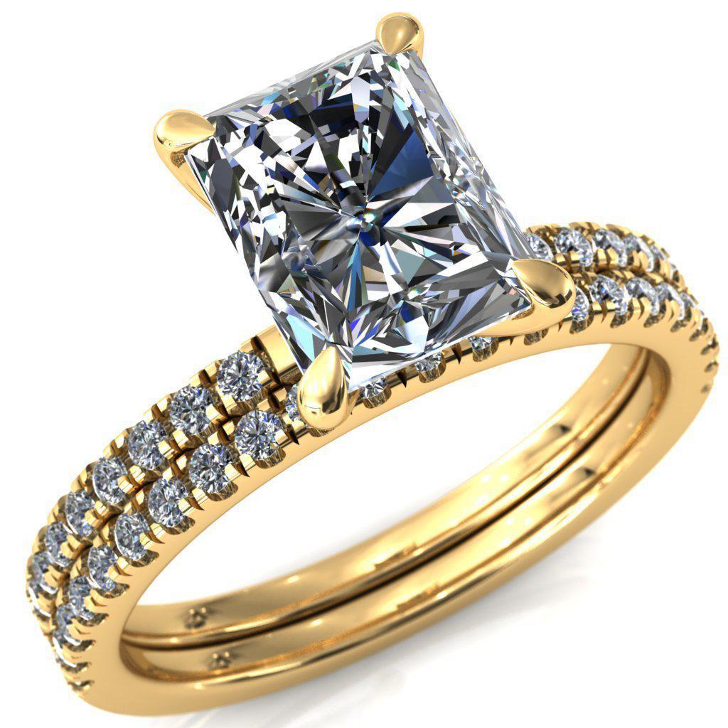 Alessandra Radiant Moissanite 4 Claw Prong Diamond Accent Engagement R ...