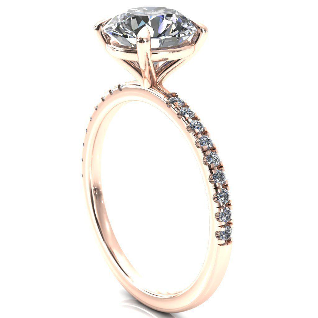 Alessandra Round Center Stone 4 Claw Prong Diamond Accent Engagement R ...