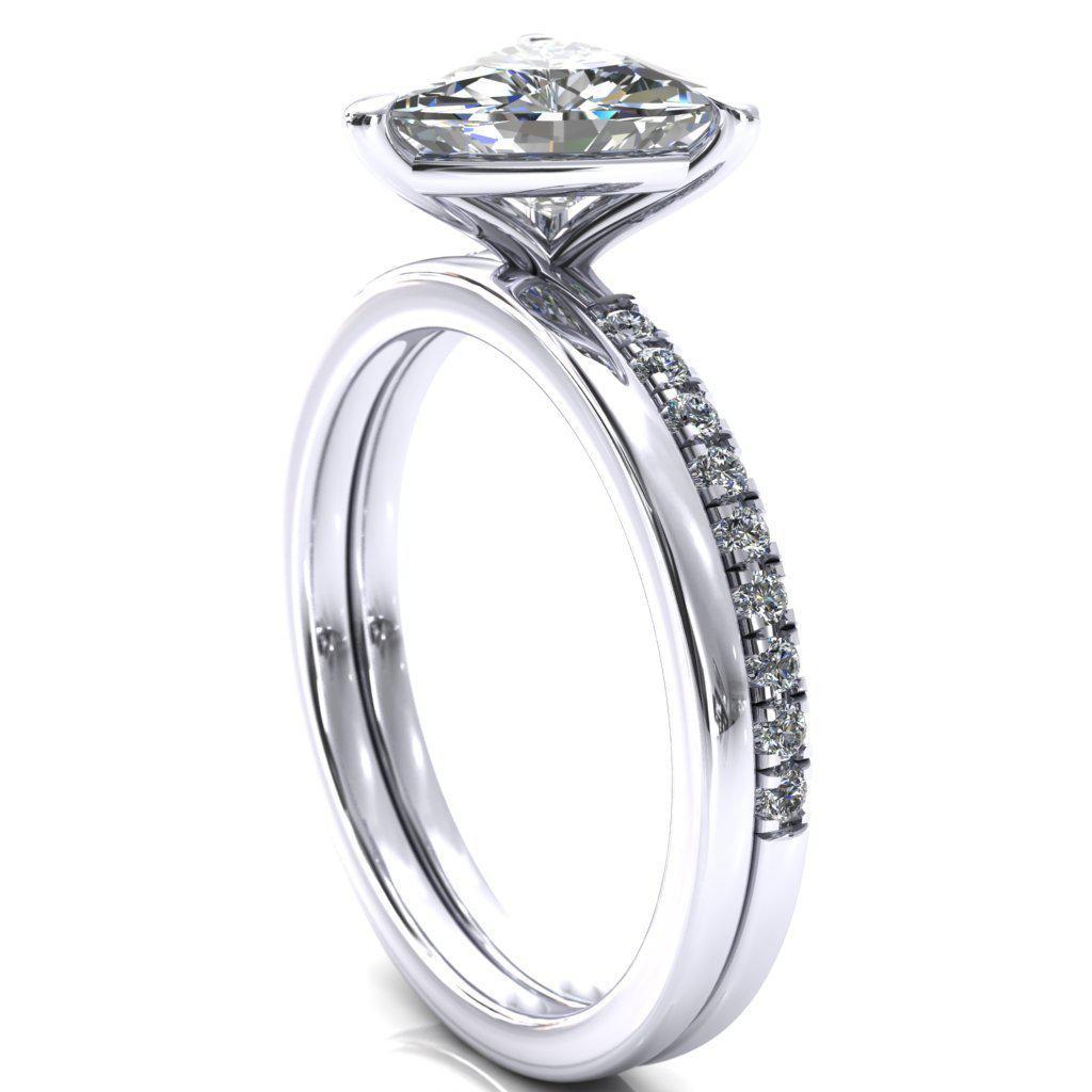 Alessandra Trillion Moissanite 3 Claw Prong Diamond Accent Engagement Ring-Custom-Made Jewelry-Fire & Brilliance ®