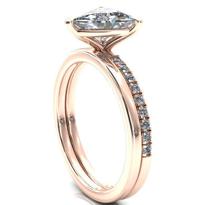 Alessandra Trillion Moissanite 3 Claw Prong Diamond Accent Engagement Ring-Custom-Made Jewelry-Fire & Brilliance ®