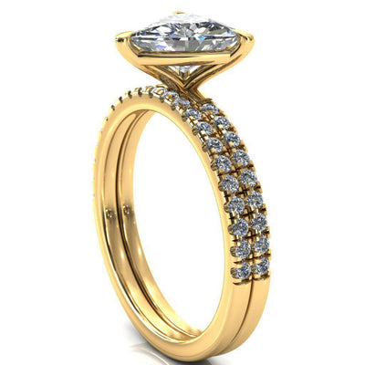 Alessandra Trillion Moissanite 3 Claw Prong Diamond Accent Engagement Ring-Custom-Made Jewelry-Fire & Brilliance ®