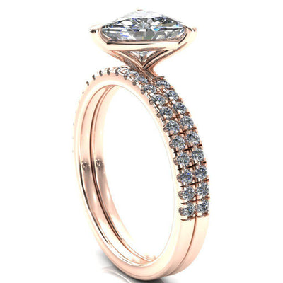 Alessandra Trillion Moissanite 3 Claw Prong Diamond Accent Engagement Ring-Custom-Made Jewelry-Fire & Brilliance ®