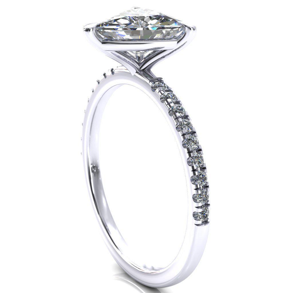 Alessandra Trillion Moissanite 3 Claw Prong Diamond Accent Engagement Ring-Custom-Made Jewelry-Fire & Brilliance ®