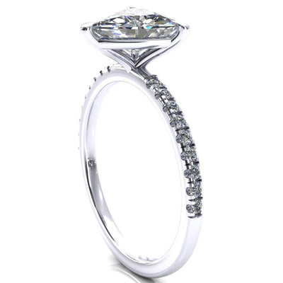 Alessandra Trillion Moissanite 3 Claw Prong Diamond Accent Engagement Ring-Custom-Made Jewelry-Fire & Brilliance ®