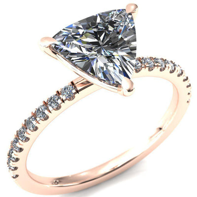 Alessandra Trillion Moissanite 3 Claw Prong Diamond Accent Engagement Ring-Custom-Made Jewelry-Fire & Brilliance ®