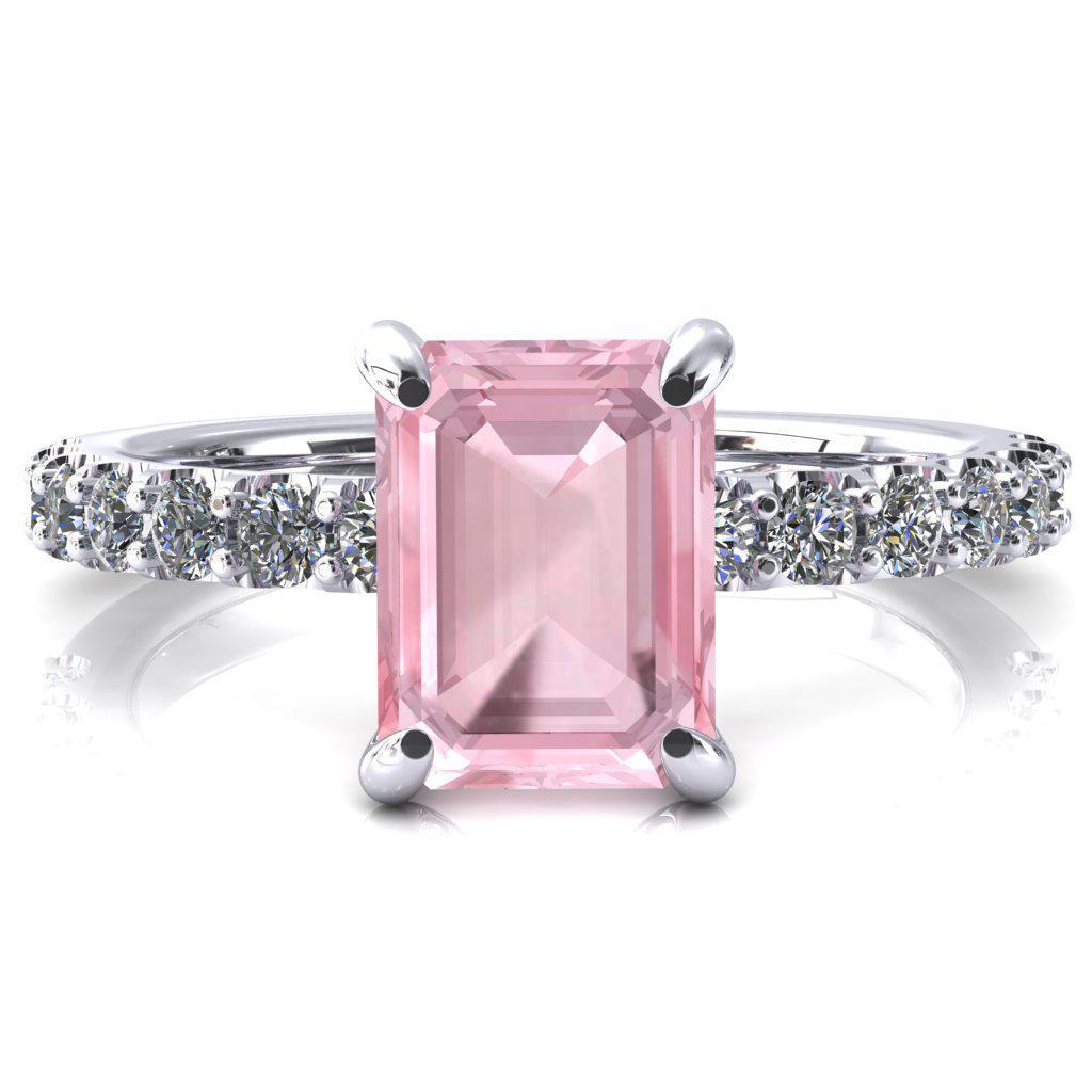 Alessi Emerald Pink Sapphire 4 Claw Prong 3/4 Micro Pave Engagement Ring-FIRE & BRILLIANCE