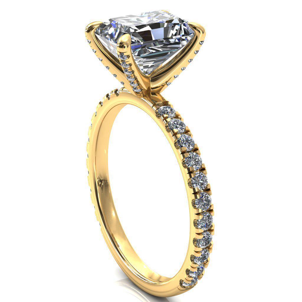 Alessi Radiant Moissanite 4 Claw Prong 3/4 Micro Pave Engagement Ring-FIRE & BRILLIANCE