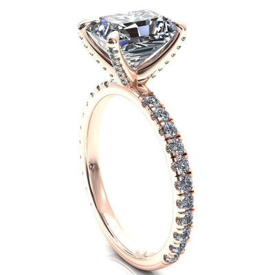 Alessi Radiant Moissanite 4 Claw Prong 3/4 Micro Pave Engagement Ring-FIRE & BRILLIANCE