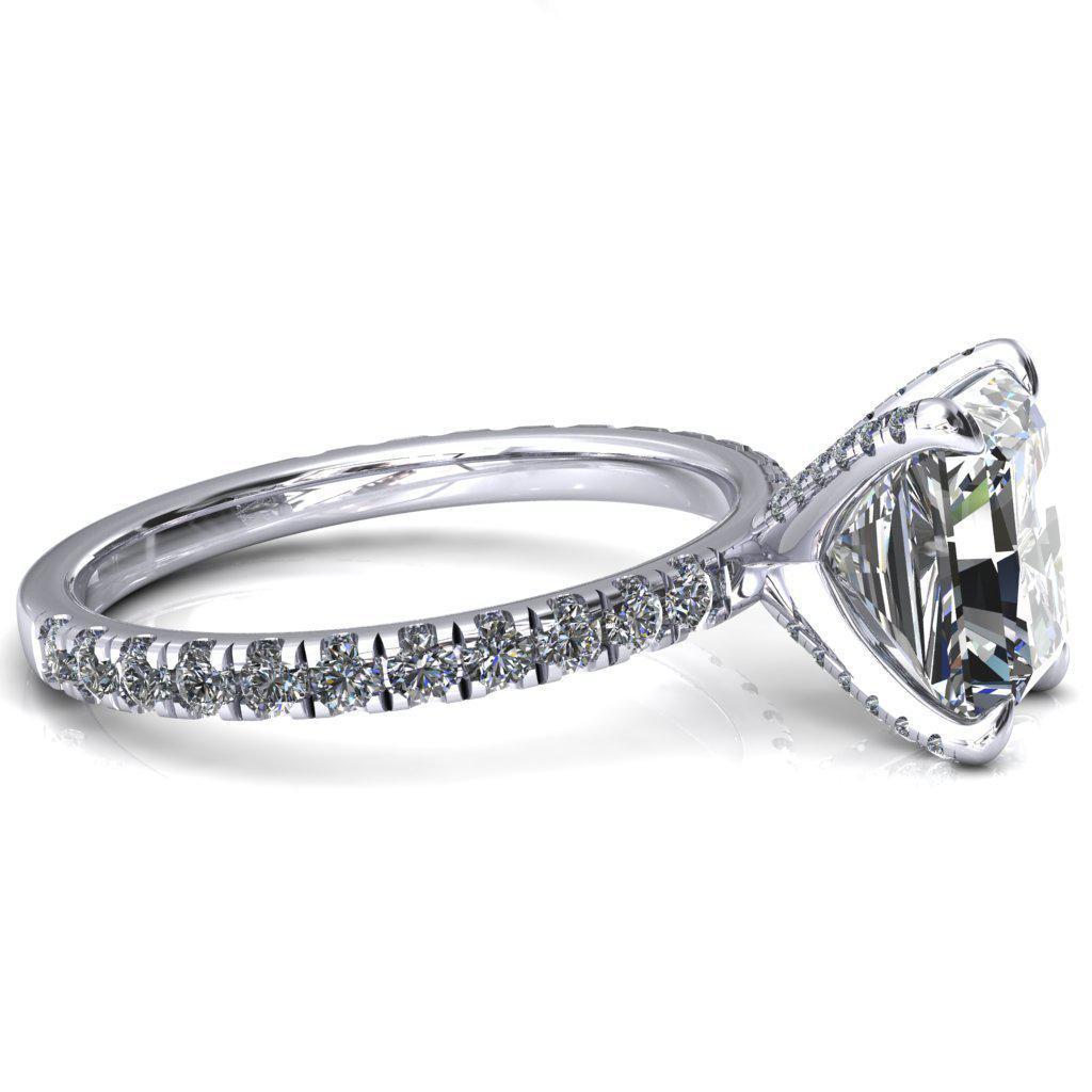 Alessi Radiant Moissanite 4 Claw Prong 3/4 Micro Pave Engagement Ring-FIRE & BRILLIANCE