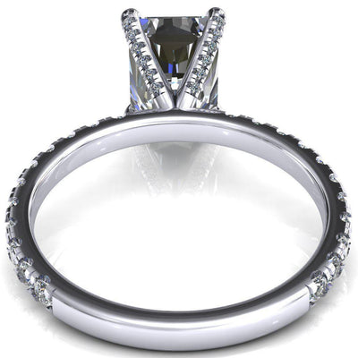 Alessi Radiant Moissanite 4 Claw Prong 3/4 Micro Pave Engagement Ring-FIRE & BRILLIANCE