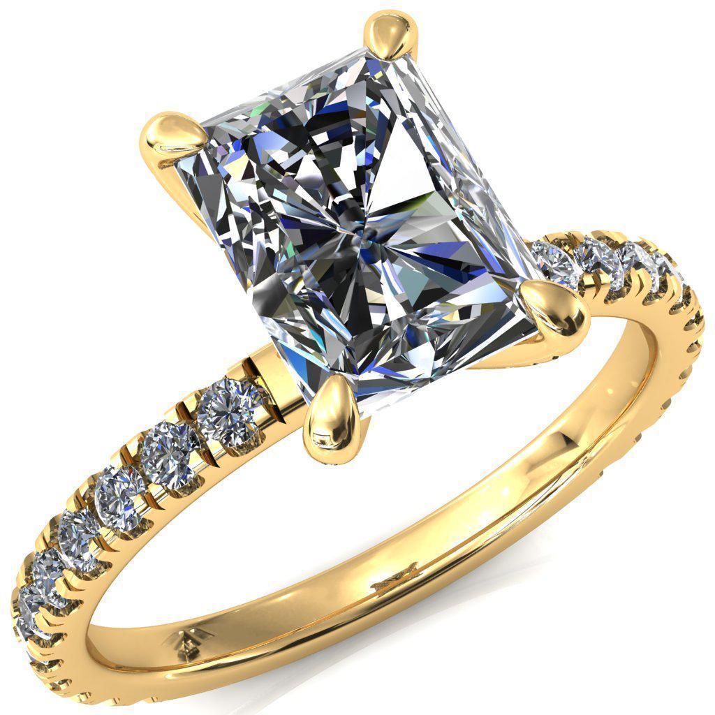 Alessi Radiant Moissanite 4 Claw Prong 3/4 Micro Pave Engagement Ring-FIRE & BRILLIANCE