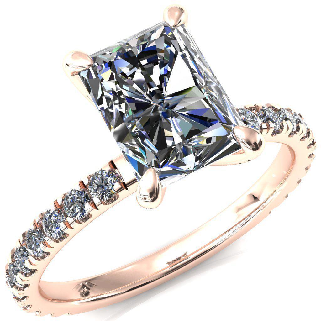 Alessi Radiant Moissanite 4 Claw Prong 3/4 Micro Pave Engagement Ring-FIRE & BRILLIANCE