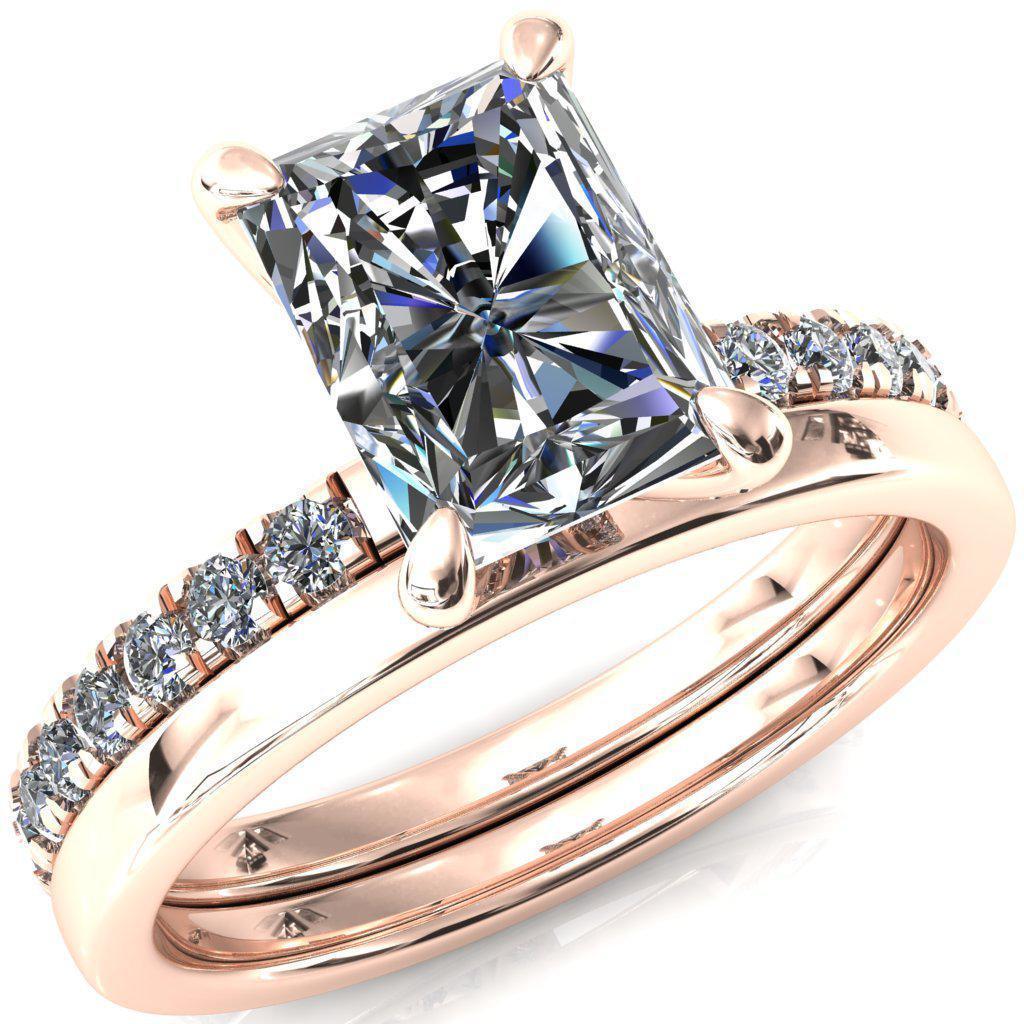 Alessi Radiant Moissanite 4 Claw Prong 3/4 Micro Pave Engagement Ring-FIRE & BRILLIANCE