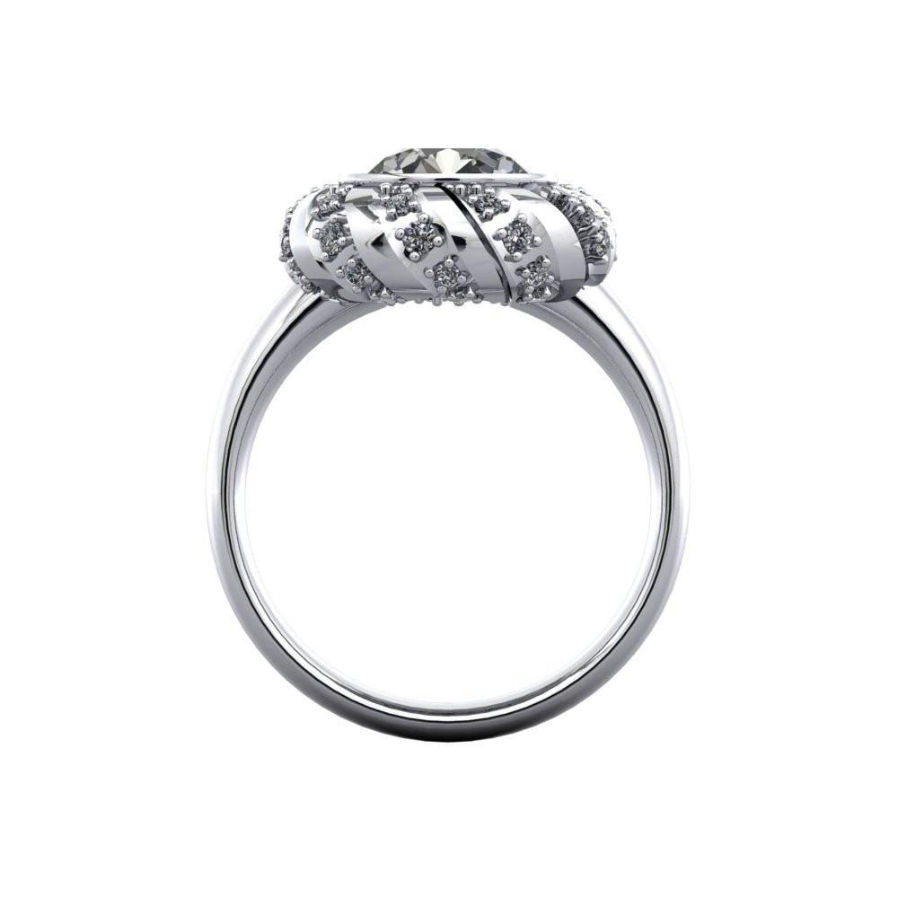 Alexa Round Moissanite Bezel Set Wreath Basket Ring-Custom-Made Jewelry-Fire & Brilliance ®