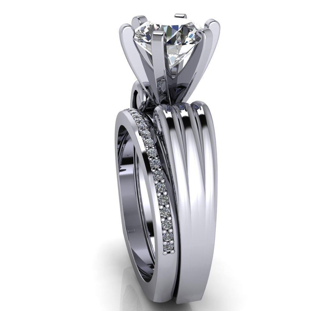 Ali Round Moissanite Thick Band 6 Prong Cathedral Ring-Custom-Made Jewelry-Fire & Brilliance ®