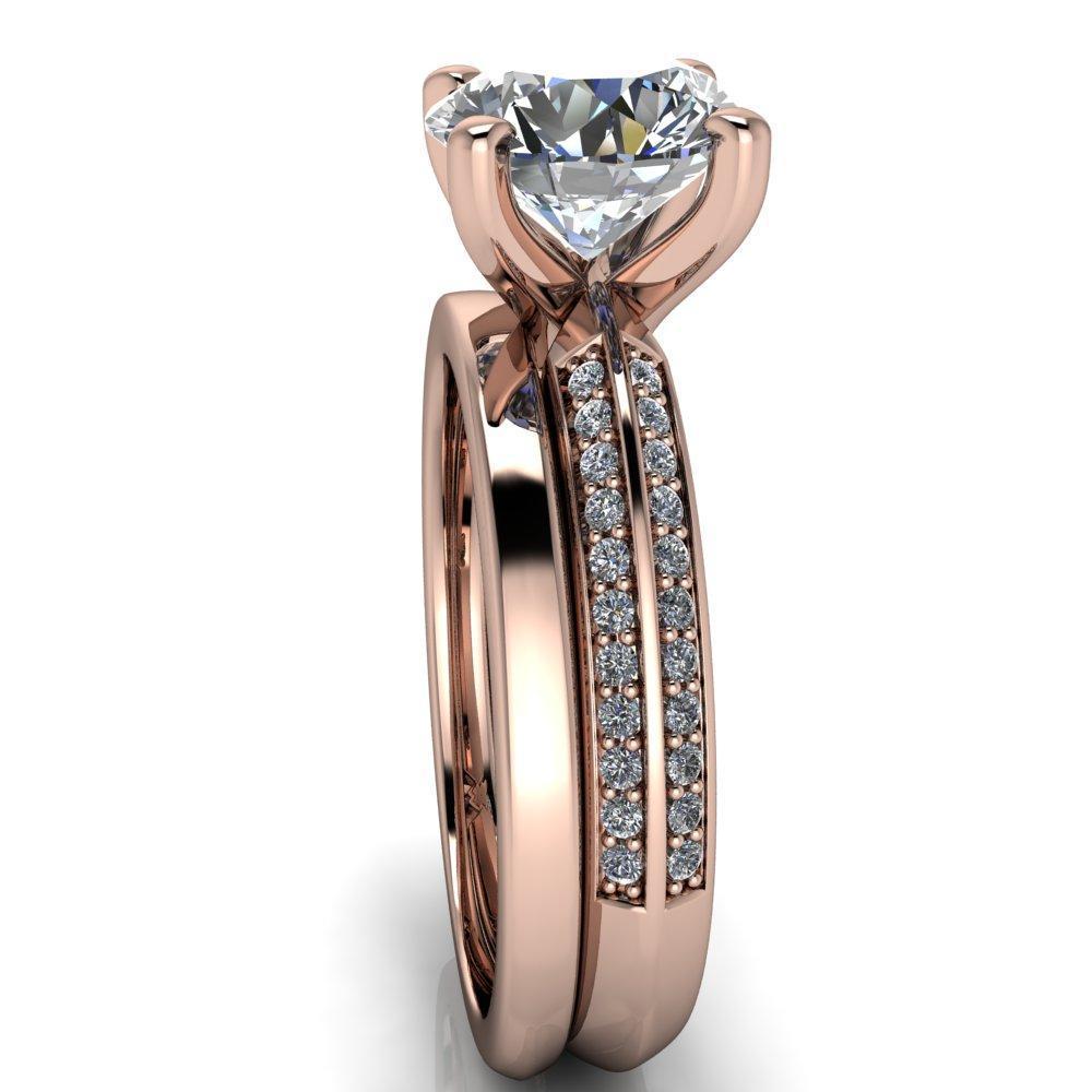 Alicia Round Moissanite Charmed Double Sided Diamonds Design Engagement Ring-Custom-Made Jewelry-Fire & Brilliance ®