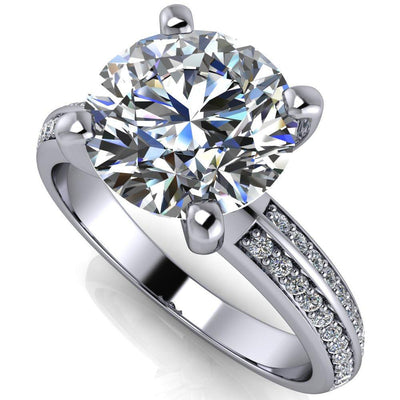 Alicia Round Moissanite Charmed Double Sided Diamonds Design Engagement Ring-Custom-Made Jewelry-Fire & Brilliance ®