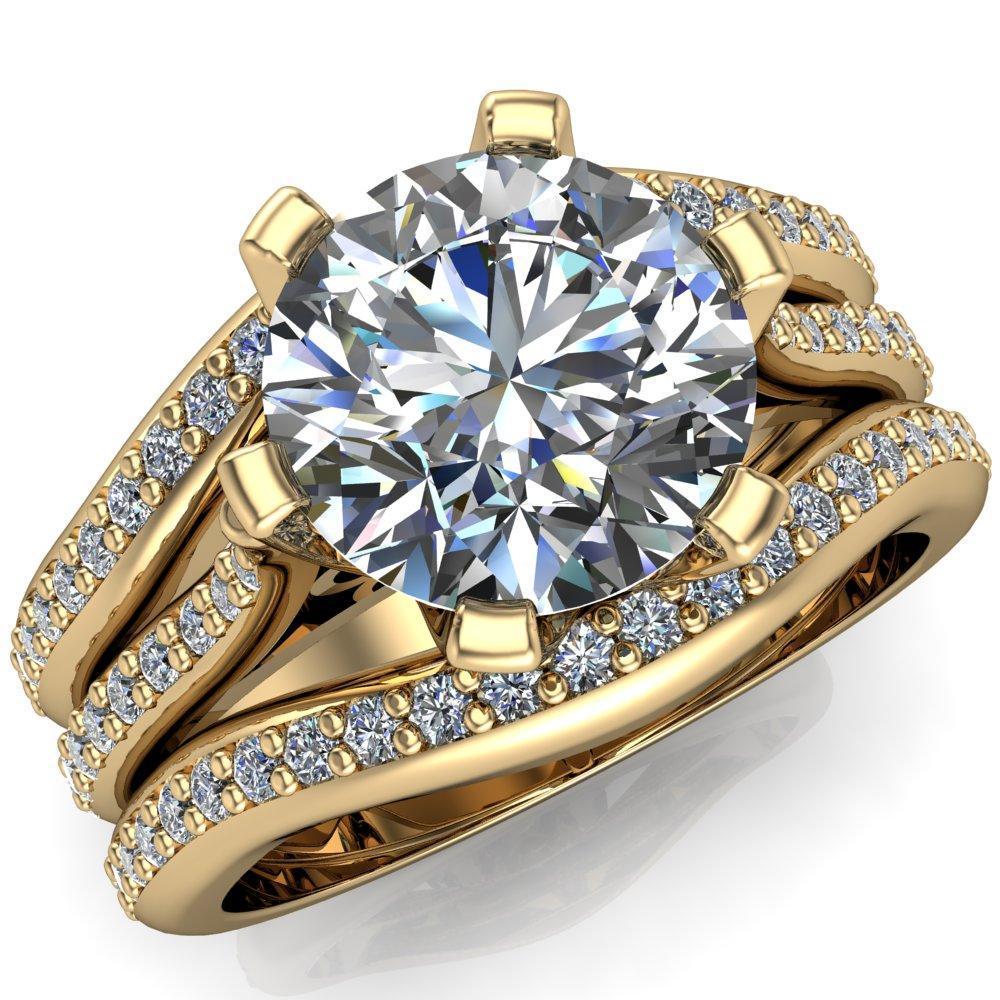 Alissa Round Moissanite Royal Crown Cathedral Diamond Ring-Custom-Made Jewelry-Fire & Brilliance ®