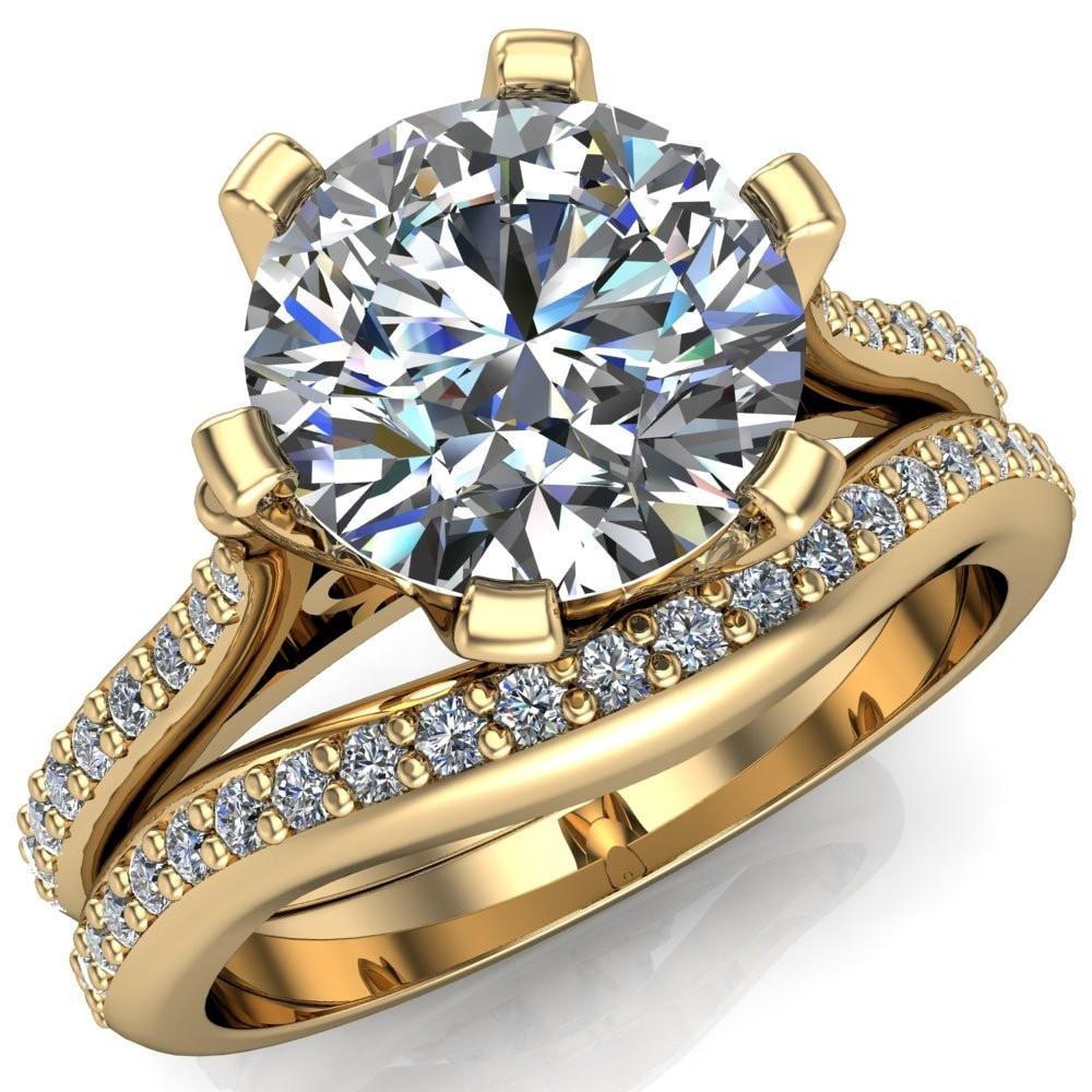 Alissa Round Moissanite Royal Crown Cathedral Diamond Ring-Custom-Made Jewelry-Fire & Brilliance ®