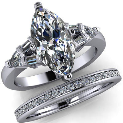 Alivia Marquise Moissanite Split Diamond Euro Shank Ring-Custom-Made Jewelry-Fire & Brilliance ®