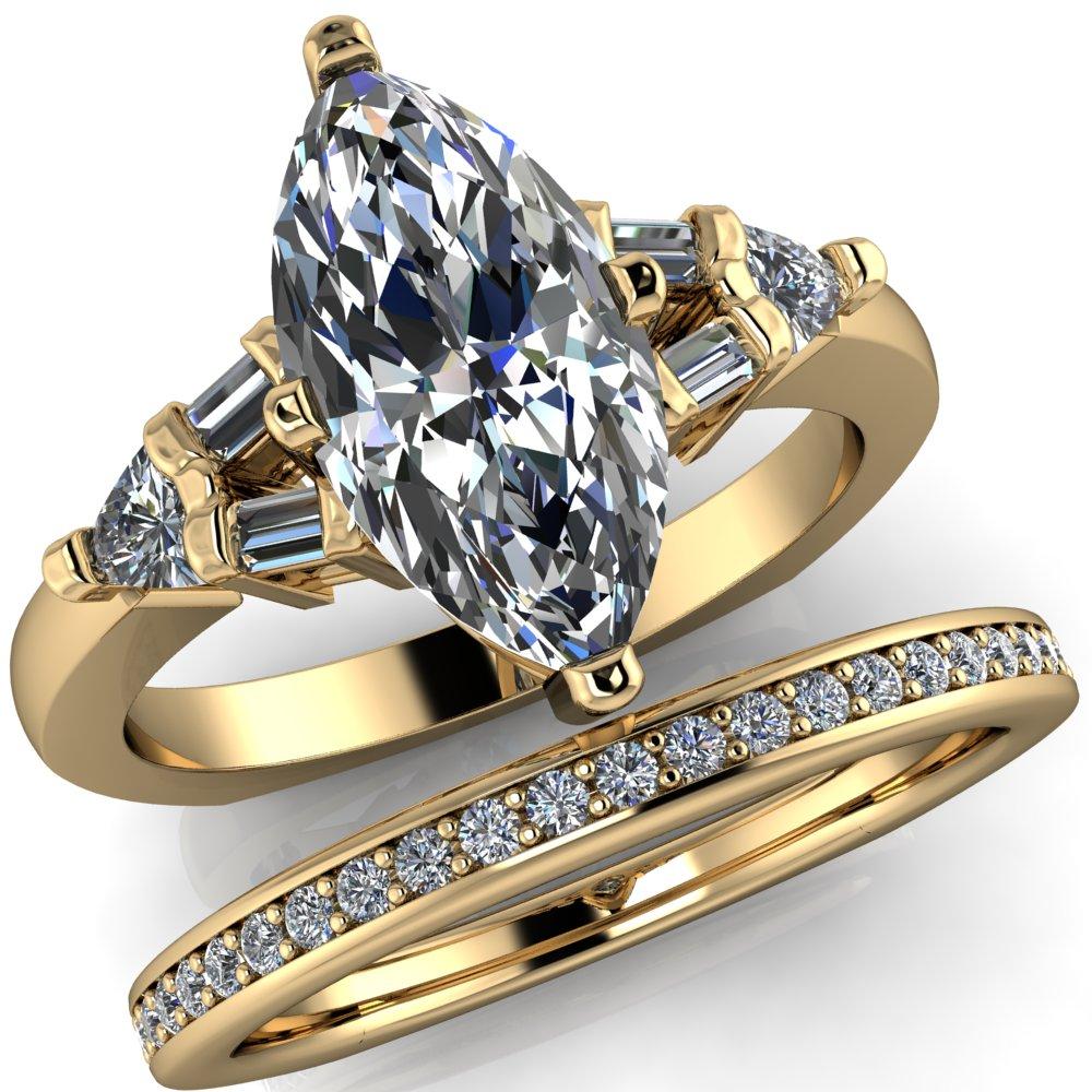 Alivia Marquise Moissanite Split Diamond Euro Shank Ring-Custom-Made Jewelry-Fire & Brilliance ®
