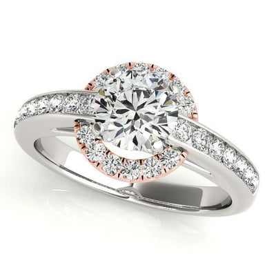 Ally Round Moissanite Two Tone Halo Channel Engagement Ring-Custom-Made Jewelry-Fire & Brilliance ®