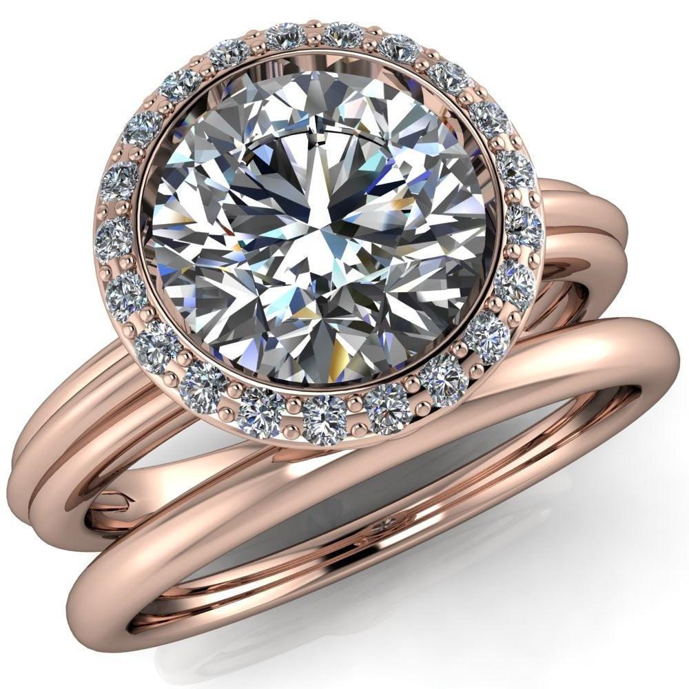 Alyssa Round Moissanite Halo Floral Filigree Bezel Ring-Custom-Made Jewelry-Fire & Brilliance ®