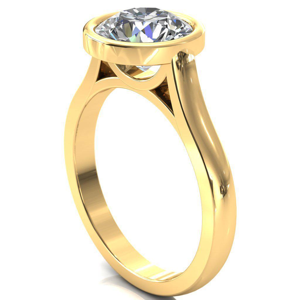 Amber Round Moissanite U Gallery Bezel Set Cathedral Classic Solitaire Ring-Custom-Made Jewelry-Fire & Brilliance ®
