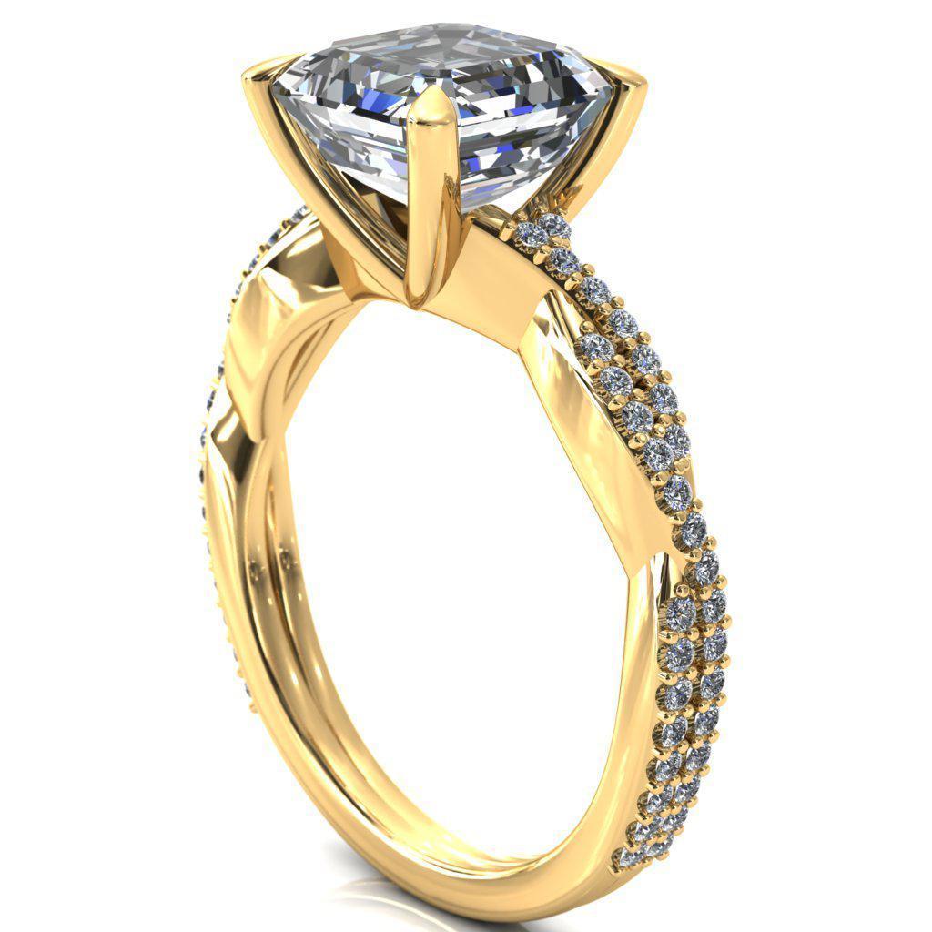 Amberley Asscher Moissanite 4 Claw Prong 1/2 Infinity Diamond Accent Ring Engagement Ring-FIRE & BRILLIANCE