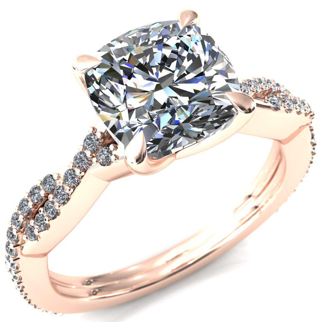 Amberley Cushion Moissanite 4 Claw Prong 1/2 Infinity Diamond Accent Ring Engagement Ring-FIRE & BRILLIANCE