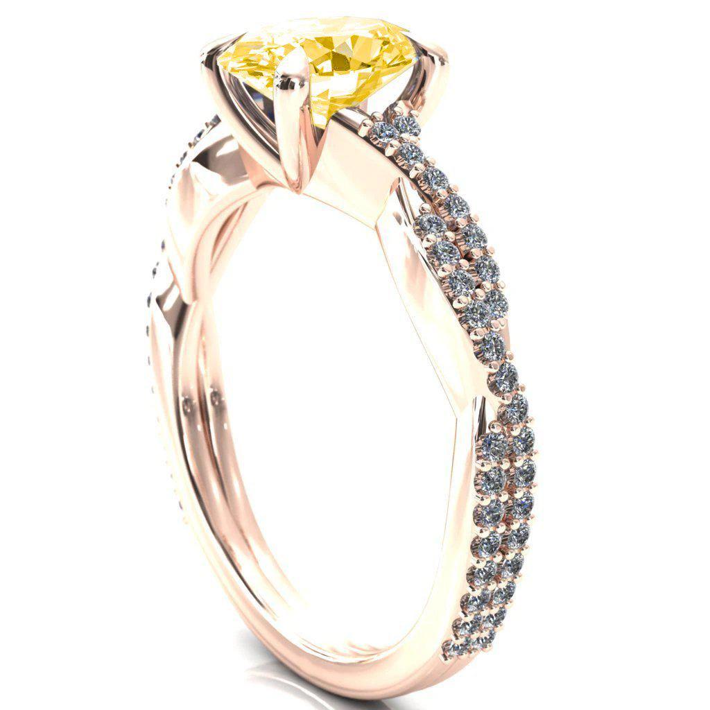 Amberley Oval Canary Yellow 4 Claw Prong 1/2 Infinity Diamond Accent Ring Engagement Ring-FIRE & BRILLIANCE