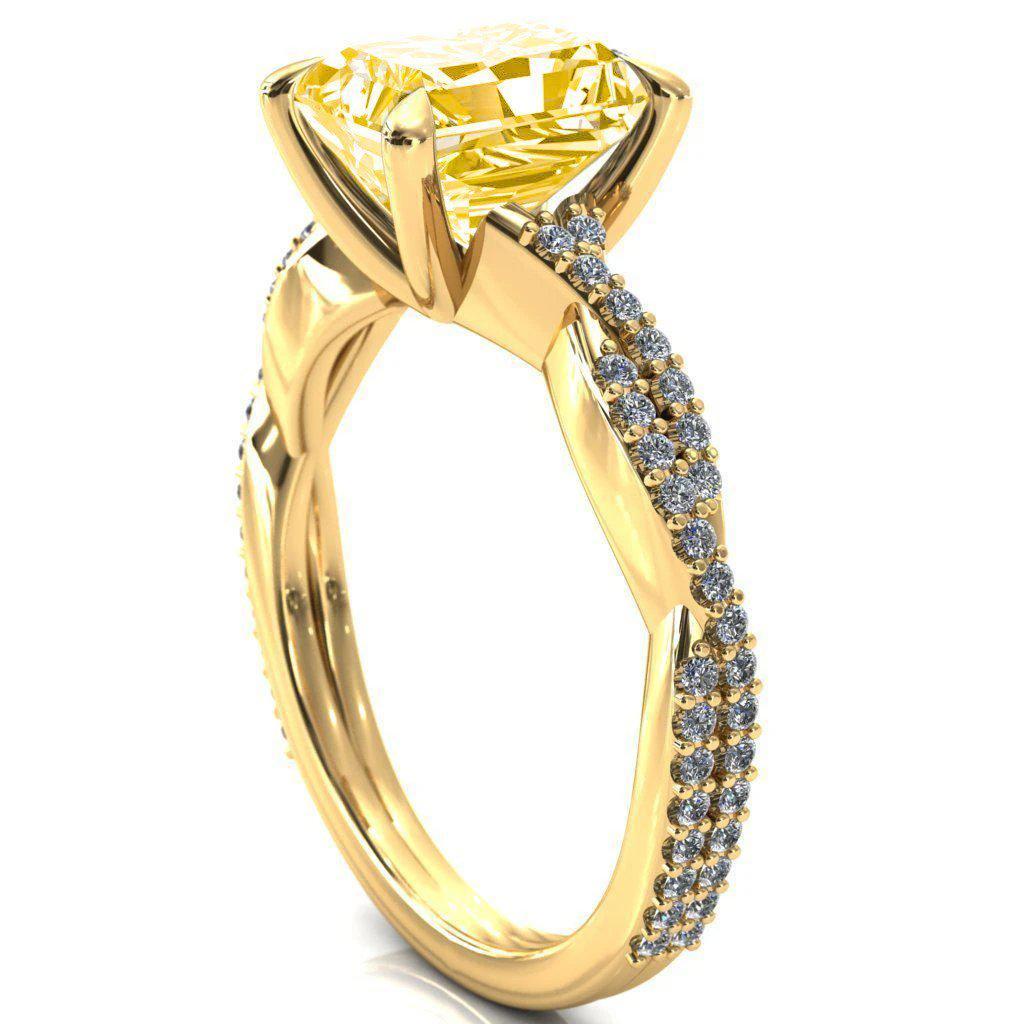 Amberley Radiant Canary Yellow 4 Claw Prong 1/2 Infinity Diamond Accent Ring Engagement Ring-FIRE & BRILLIANCE