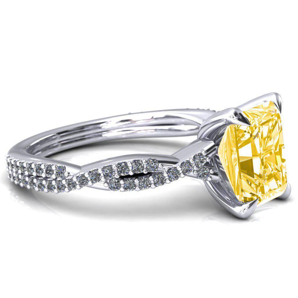 Amberley Radiant Canary Yellow 4 Claw Prong 1/2 Infinity Diamond Accent Ring Engagement Ring-FIRE & BRILLIANCE