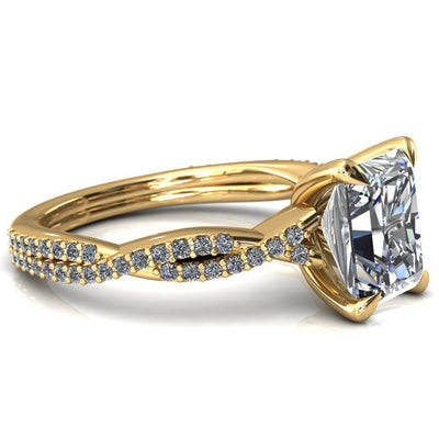 Amberley Radiant Moissanite 4 Claw Prong 1/2 Infinity Diamond Accent Ring Engagement Ring-FIRE & BRILLIANCE