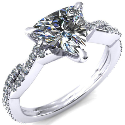 Amberley Trillion Moissanite 3 Claw Prong 1/2 Infinity Diamond Accent Ring Engagement Ring-FIRE & BRILLIANCE