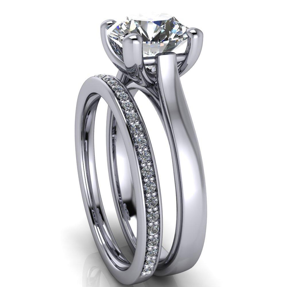 Amelia Round Moissanite 4 Prong Opposite Gallery Cathedral Ring-Custom-Made Jewelry-Fire & Brilliance ®