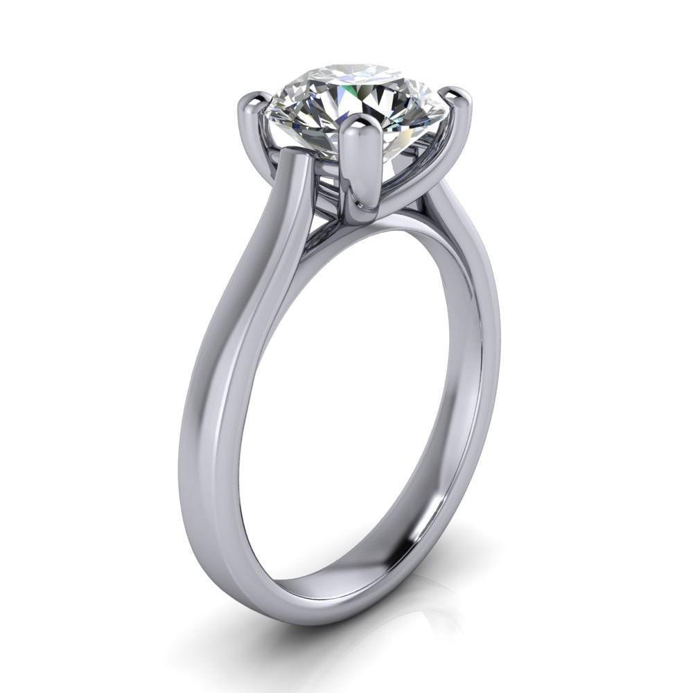 Amelia Round Moissanite 4 Prong Opposite Gallery Cathedral Ring-Custom-Made Jewelry-Fire & Brilliance ®