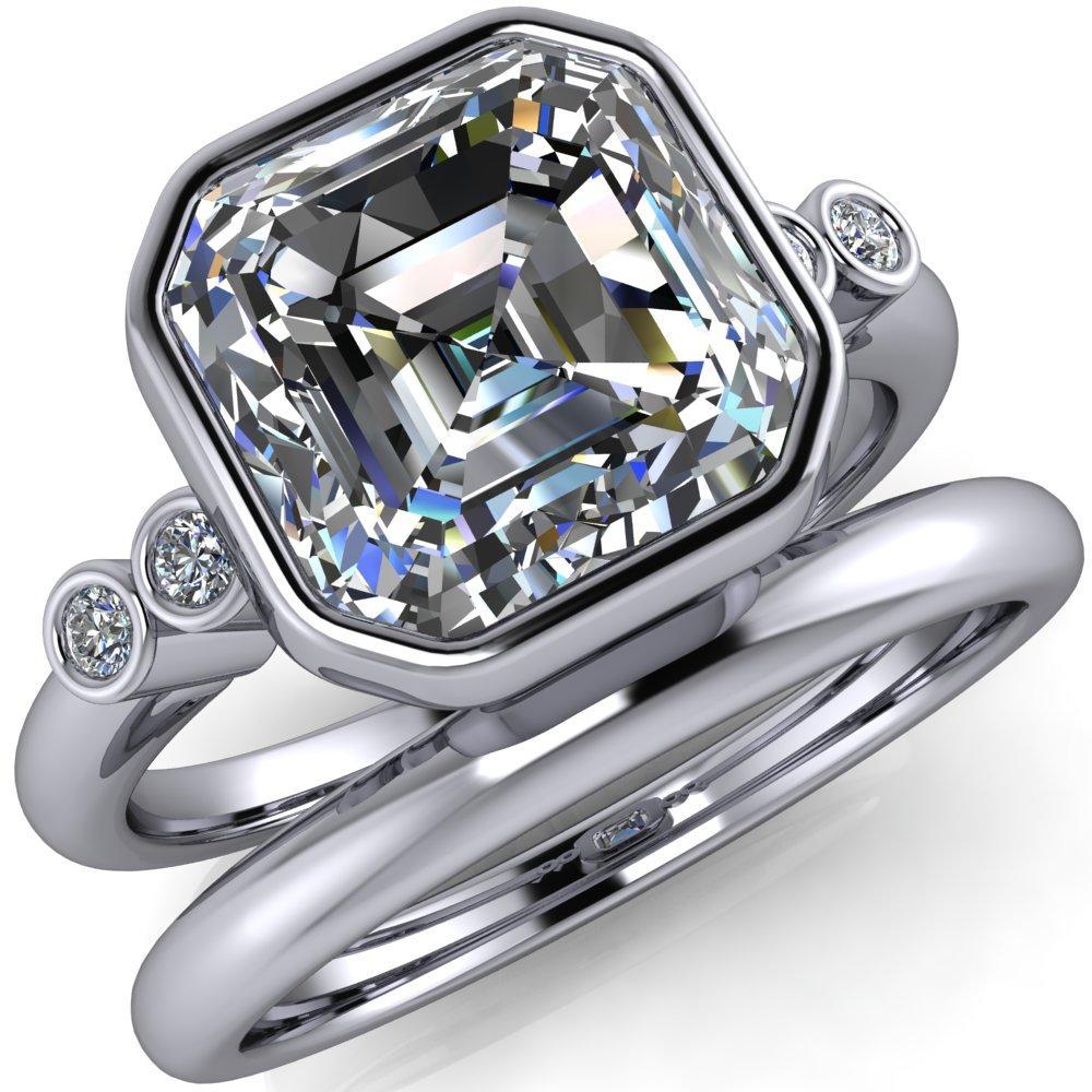 Amelie Asscher Moissanite Full Bezel Engagement Ring-Custom-Made Jewelry-Fire & Brilliance ®