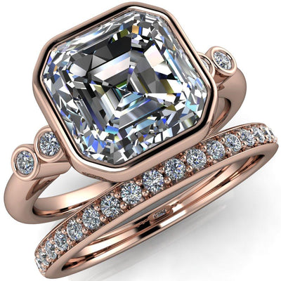 Amelie Asscher Moissanite Full Bezel Engagement Ring-Custom-Made Jewelry-Fire & Brilliance ®