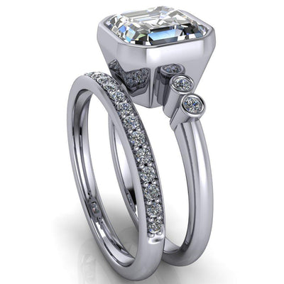 Amelie Asscher Moissanite Full Bezel Engagement Ring-Custom-Made Jewelry-Fire & Brilliance ®