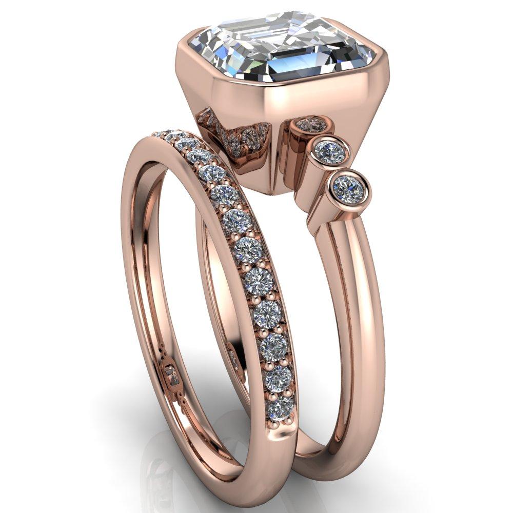 Amelie Asscher Moissanite Full Bezel Engagement Ring-Custom-Made Jewelry-Fire & Brilliance ®