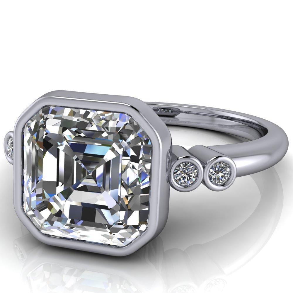 Amelie Asscher Moissanite Full Bezel Engagement Ring-Custom-Made Jewelry-Fire & Brilliance ®