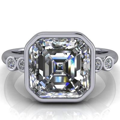 Amelie Asscher Moissanite Full Bezel Engagement Ring-Custom-Made Jewelry-Fire & Brilliance ®