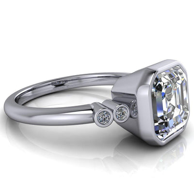 Amelie Asscher Moissanite Full Bezel Engagement Ring-Custom-Made Jewelry-Fire & Brilliance ®