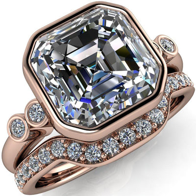 Amelie Asscher Moissanite Full Bezel Engagement Ring-Custom-Made Jewelry-Fire & Brilliance ®